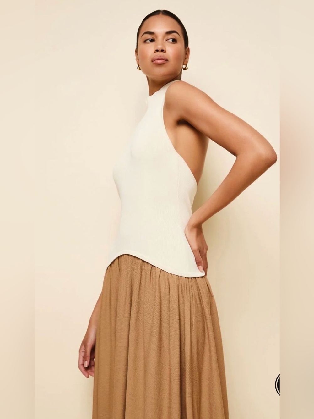 Solid & Striped Halter Soglio Maxi Dress Ecru Camel Knit Size M NWT - Picture 2 of 13